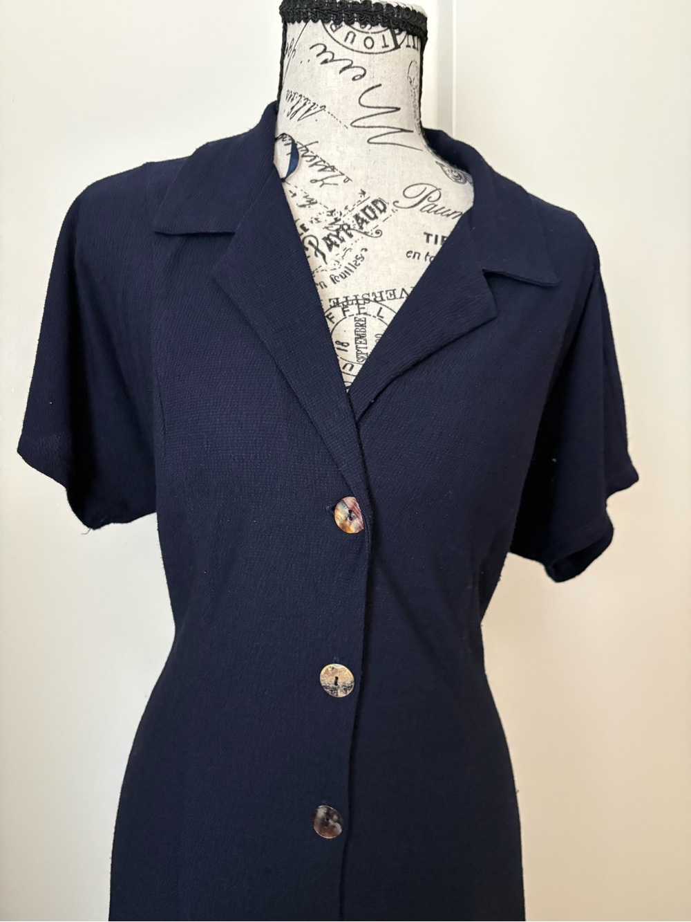 Perceptions Navy Button-Front Maxi Dress - Picture 2 of 8